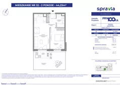 2 pokoje, mieszkanie 44,23 m², parter, oferta nr 1/32, Osiedle Prystora II, Warszawa, Ursus, Skorosze, ul. Aleksandra Prystora 2