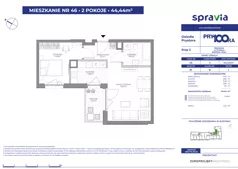 2 pokoje, mieszkanie 44,44 m², piętro 1, oferta nr 1/46, Osiedle Prystora II, Warszawa, Ursus, Skorosze, ul. Aleksandra Prystora 2