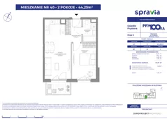 2 pokoje, mieszkanie 44,23 m², piętro 1, oferta nr 1/40, Osiedle Prystora II, Warszawa, Ursus, Skorosze, ul. Aleksandra Prystora 2