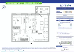 2 pokoje, mieszkanie 44,48 m², piętro 5, oferta nr B1/72, Osiedle Bokserska 2, Warszawa, Ursynów, Wyczółki, ul. Bokserska 73A