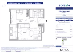 2 pokoje, mieszkanie 32,68 m², piętro 1, oferta nr 51D/7, Osiedle Centralnie!, Kraków, Czyżyny, Łęg, ul. Centralna 51D, 51E