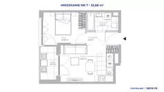 2 pokoje, mieszkanie 32,68 m², piętro 1, oferta nr 51D/7, Osiedle Centralnie!, Kraków, Czyżyny, Łęg, ul. Centralna 51D, 51E