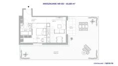 2 pokoje, mieszkanie 45,68 m², parter, oferta nr 51E/83, Osiedle Centralnie!, Kraków, Czyżyny, Łęg, ul. Centralna 51D, 51E
