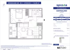 2 pokoje, apartament 34,08 m², piętro 1, oferta nr 51D/8, Osiedle Centralnie!, Kraków, Czyżyny, Łęg, ul. Centralna 51D, 51E