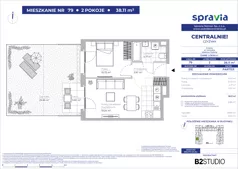 2 pokoje, mieszkanie 38,11 m², parter, oferta nr 51E/79, Osiedle Centralnie!, Kraków, Czyżyny, Łęg, ul. Centralna 51D, 51E