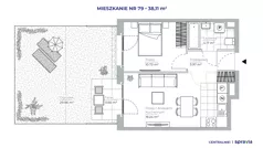 2 pokoje, mieszkanie 38,11 m², parter, oferta nr 51E/79, Osiedle Centralnie!, Kraków, Czyżyny, Łęg, ul. Centralna 51D, 51E