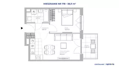 2 pokoje, apartament 38,11 m², piętro 1, oferta nr 51E/178, Osiedle Centralnie!, Kraków, Czyżyny, Łęg, ul. Centralna 51D, 51E