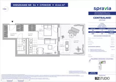 2 pokoje, mieszkanie 41,44 m², parter, oferta nr 51D/54, Osiedle Centralnie!, Kraków, Czyżyny, Łęg, ul. Centralna 51D, 51E
