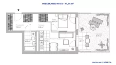 2 pokoje, mieszkanie 41,44 m², parter, oferta nr 51D/54, Osiedle Centralnie!, Kraków, Czyżyny, Łęg, ul. Centralna 51D, 51E