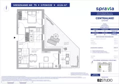2 pokoje, mieszkanie 41,24 m², parter, oferta nr 51E/75, Osiedle Centralnie!, Kraków, Czyżyny, Łęg, ul. Centralna 51D, 51E