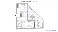 2 pokoje, mieszkanie 41,24 m², parter, oferta nr 51E/75, Osiedle Centralnie!, Kraków, Czyżyny, Łęg, ul. Centralna 51D, 51E