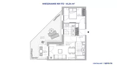 2 pokoje, mieszkanie 41,24 m², parter, oferta nr 51E/172, Osiedle Centralnie!, Kraków, Czyżyny, Łęg, ul. Centralna 51D, 51E