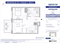 2 pokoje, mieszkanie 38,05 m², piętro 1, oferta nr 51E/88, Osiedle Centralnie!, Kraków, Czyżyny, Łęg, ul. Centralna 51D, 51E