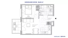 2 pokoje, mieszkanie 38,05 m², piętro 1, oferta nr 51E/88, Osiedle Centralnie!, Kraków, Czyżyny, Łęg, ul. Centralna 51D, 51E