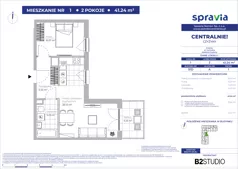 2 pokoje, mieszkanie 41,24 m², piętro 1, oferta nr 51D/1, Osiedle Centralnie!, Kraków, Czyżyny, Łęg, ul. Centralna 51D, 51E