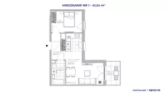 2 pokoje, mieszkanie 41,24 m², piętro 1, oferta nr 51D/1, Osiedle Centralnie!, Kraków, Czyżyny, Łęg, ul. Centralna 51D, 51E
