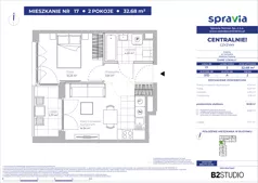 2 pokoje, mieszkanie 32,68 m², piętro 2, oferta nr 51D/17, Osiedle Centralnie!, Kraków, Czyżyny, Łęg, ul. Centralna 51D, 51E