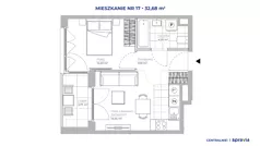 2 pokoje, mieszkanie 32,68 m², piętro 2, oferta nr 51D/17, Osiedle Centralnie!, Kraków, Czyżyny, Łęg, ul. Centralna 51D, 51E