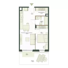 2 pokoje, mieszkanie 41,12 m², parter, oferta nr B10/73, Apartamenty Onlylife, Warszawa, Wilanów, Powsin, ul. Łukasza Drewny/Potułkały