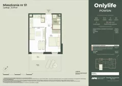 2 pokoje, mieszkanie 32,49 m², parter, oferta nr B9/51, Apartamenty Onlylife, Warszawa, Wilanów, Powsin, ul. Łukasza Drewny/Potułkały