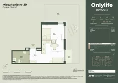 2 pokoje, mieszkanie 36,65 m², parter, oferta nr B9/39, Apartamenty Onlylife, Warszawa, Wilanów, Powsin, ul. Łukasza Drewny/Potułkały