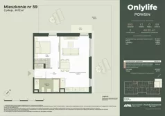 2 pokoje, mieszkanie 46,92 m², parter, oferta nr B10/59, Apartamenty Onlylife, Warszawa, Wilanów, Powsin, ul. Łukasza Drewny/Potułkały