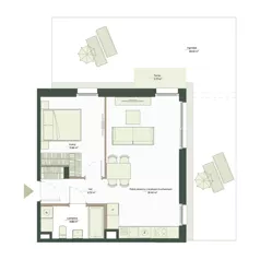 2 pokoje, mieszkanie 46,92 m², parter, oferta nr B10/59, Apartamenty Onlylife, Warszawa, Wilanów, Powsin, ul. Łukasza Drewny/Potułkały