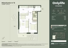 2 pokoje, mieszkanie 44,56 m², parter, oferta nr B7/12, Apartamenty Onlylife, Warszawa, Wilanów, Powsin, ul. Łukasza Drewny/Potułkały