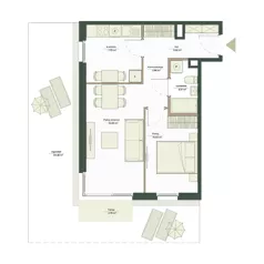 2 pokoje, mieszkanie 44,56 m², parter, oferta nr B7/12, Apartamenty Onlylife, Warszawa, Wilanów, Powsin, ul. Łukasza Drewny/Potułkały