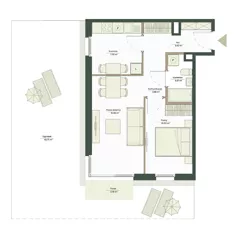 2 pokoje, mieszkanie 44,56 m², parter, oferta nr B9/50, Apartamenty Onlylife, Warszawa, Wilanów, Powsin, ul. Łukasza Drewny/Potułkały