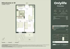 2 pokoje, mieszkanie 41,12 m², parter, oferta nr B10/61, Apartamenty Onlylife, Warszawa, Wilanów, Powsin, ul. Łukasze Drewny / Potukały