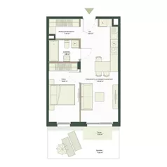 2 pokoje, mieszkanie 41,12 m², parter, oferta nr B10/61, Apartamenty Onlylife, Warszawa, Wilanów, Powsin, ul. Łukasze Drewny / Potukały