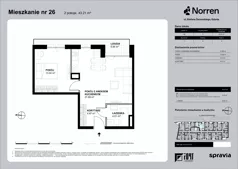 2 pokoje, mieszkanie 43,21 m², piętro 3, oferta nr 0/26, Norren, Gdynia, Śródmieście, Śródmieście, ul. Żeromskiego 14