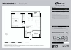 2 pokoje, mieszkanie 43,21 m², piętro 1, oferta nr 0/4, Norren, Gdynia, Śródmieście, Śródmieście, ul. Żeromskiego 14