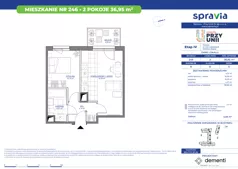 2 pokoje, mieszkanie 36,95 m², piętro 5, oferta nr 1/246, Przy Unii IV, Poznań, Żegrze, ul. Wagrowska