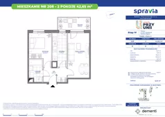 2 pokoje, mieszkanie 42,65 m², piętro 1, oferta nr 1/208, Przy Unii IV, Poznań, Żegrze, ul. Wagrowska