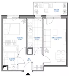 2 pokoje, mieszkanie 42,65 m², piętro 1, oferta nr 1/208, Przy Unii IV, Poznań, Żegrze, ul. Wagrowska