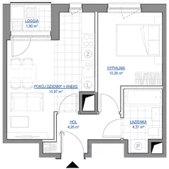 2 pokoje, mieszkanie 34,82 m², piętro 9, oferta nr 1/116, Przy Unii IV, Poznań, Żegrze, ul. Wagrowska