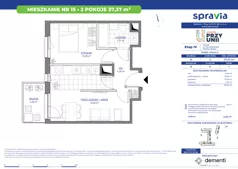 2 pokoje, mieszkanie 37,37 m², piętro 1, oferta nr 1/15, Przy Unii IV, Poznań, Żegrze, ul. Wagrowska