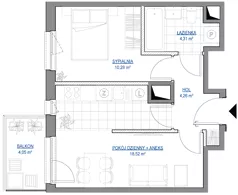 2 pokoje, mieszkanie 37,37 m², piętro 1, oferta nr 1/15, Przy Unii IV, Poznań, Żegrze, ul. Wagrowska