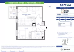 2 pokoje, mieszkanie 39,43 m², piętro 3, oferta nr 1/156, Przy Unii IV, Poznań, Żegrze, ul. Wagrowska