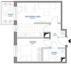 2 pokoje, mieszkanie 39,43 m², piętro 3, oferta nr 1/156, Przy Unii IV, Poznań, Żegrze, ul. Wagrowska