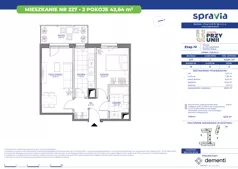 2 pokoje, mieszkanie 42,64 m², piętro 3, oferta nr 1/227, Przy Unii IV, Poznań, Żegrze, ul. Wagrowska