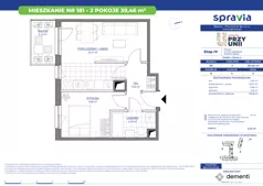 2 pokoje, mieszkanie 39,46 m², piętro 3, oferta nr 1/181, Przy Unii IV, Poznań, Żegrze, ul. Wagrowska