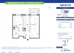 2 pokoje, mieszkanie 41,94 m², piętro 1, oferta nr 1/300, Przy Unii IV, Poznań, Żegrze, ul. Wagrowska