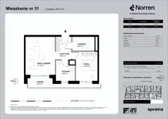 2 pokoje, mieszkanie 44,41 m², piętro 3, oferta nr 0/31, Norren, Gdynia, Śródmieście, Śródmieście, ul. Żeromskiego 14