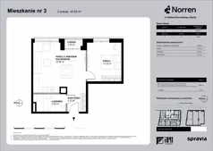2 pokoje, mieszkanie 45,52 m², parter, oferta nr 0/3, Norren, Gdynia, Śródmieście, Śródmieście, ul. Żeromskiego 14
