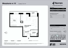 2 pokoje, mieszkanie 43,21 m², piętro 2, oferta nr 0/15, Norren, Gdynia, Śródmieście, Śródmieście, ul. Żeromskiego 14