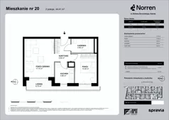 2 pokoje, mieszkanie 44,41 m², piętro 2, oferta nr 0/20, Norren, Gdynia, Śródmieście, Śródmieście, ul. Żeromskiego 14