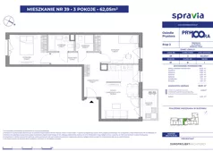 3 pokoje, mieszkanie 62,05 m², piętro 1, oferta nr 1/39, Osiedle Prystora II, Warszawa, Ursus, Skorosze, ul. Aleksandra Prystora 2